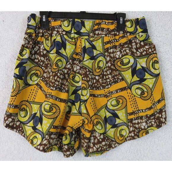 Ray Darten African Print Cotton Poplin Wide Leg Shorts Pockets Cotton Size L - Picture 2 of 8